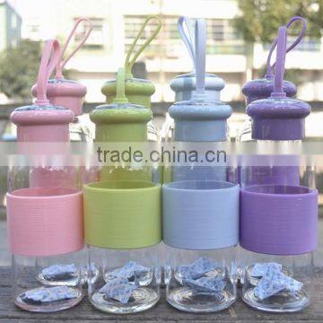 hand made fashion sports glass bottles with cord