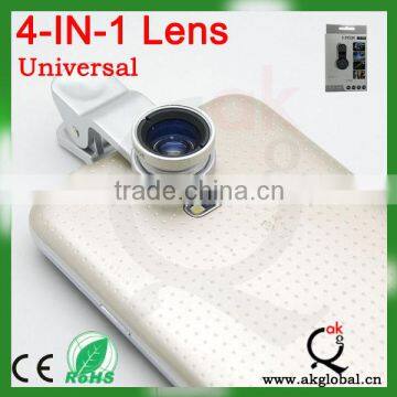 Newest 4 in 1 lens 180 fisheye 0.67x wide angle macro CPL Filter lens for phone