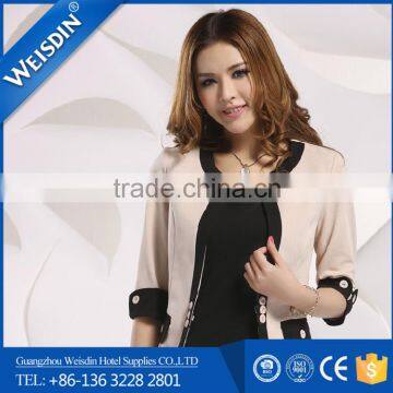 Anti-wrinkle High Quality Polyester/cotton Ladies Suit Skirt and Blouse photo-3