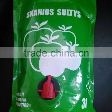 1.5L ,3L, 5L stand up pouch with valve/dispenser ,guangzhou manufacture apple juice bag