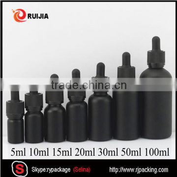 30ml matte black frosted glass dropper bottle