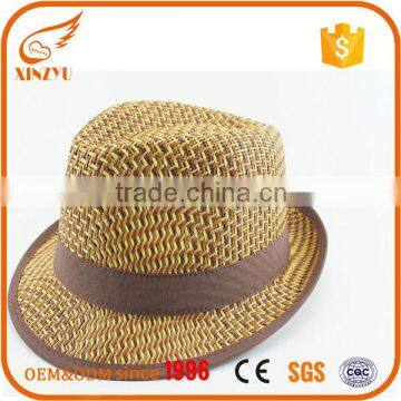 Hot sale fall fedora hats short brim fedora straw hat with cotton ribbon                        
                                                                                Supplier's Choice