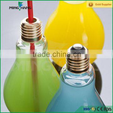 200ml Lamp Bulb Shape Glass Beverage Bottle With Straw photo-4