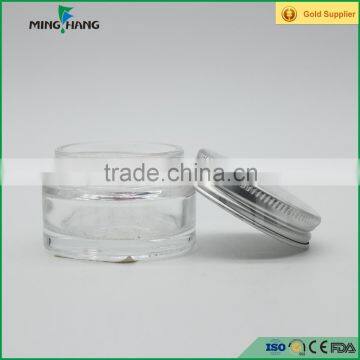 5g clear round cosmetic glass jar for eye cream with aluminum lid