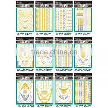 Fashionable Lighted Metallic Tattoo Necklace Bracelet Flash Body Temporary Tattoo Sticker