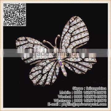 Promotion Price Girl Dess Decorative Best Beautiful Crystal Butterfly Brooch