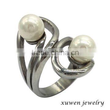 2016 custom OEM stainless steel new design pearl finger ring