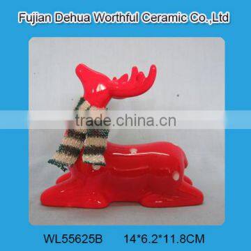 2016 new ceramic christmas figurine,handmade christmas deer statue