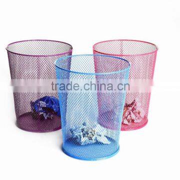 metal mesh home round colored wastebasket