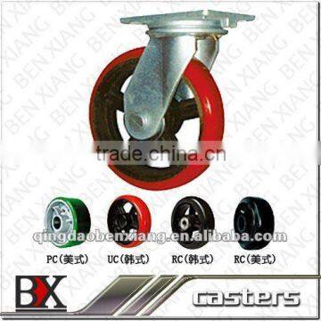 Swivel Castor/ Swivel Brake Castor/ Rigid Castor Fitted with Black Rubber Wheel, Metal Rim