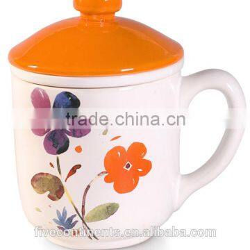 Italy romatic ceramic tea cup sets with lid