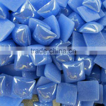 smooth face well polishing light blue color square ceramic stone for DIY designing