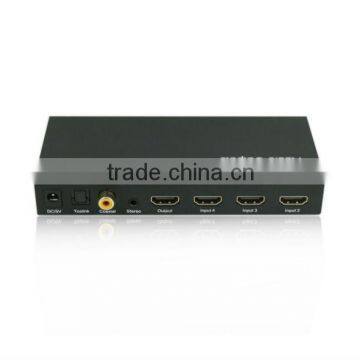 4 In 1 out hdmi optical switch with audio output (Toslink Audio + Coaxial Audio + 3.5 Stereo)