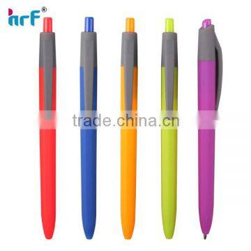 Rubber frosted retractable ball pen with grey clip