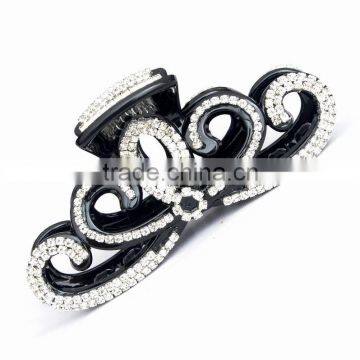 Hot Sale Nice Hair Jewelries Black Butterfly Shape Inlay Full Rhinestone Hair Barrette Claw For Christmas Women