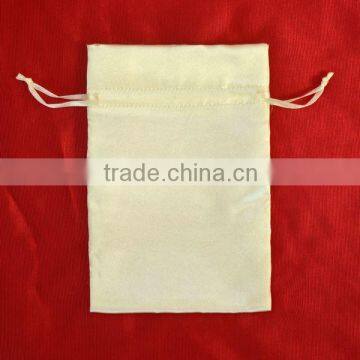 cream drawstring satin gift pouch/ silk jewellry bag