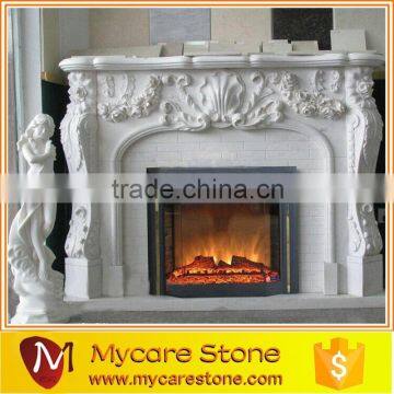 wholease marble corner engraved fireplace made in China