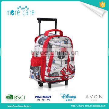 cute polyester full printing kids travel trolley school bag