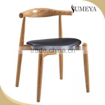 Commercial furniture modern appearance solid wood design dine chair with leather seat