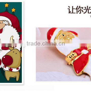 50*30mm Unique Design Personalized Enamel Christmas Santa Claus Brooch Pin photo-3