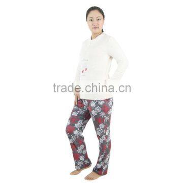 Kevince flannel pyjamas set hedgehog emb knitting woman MOQ 1000set OEM factory directly