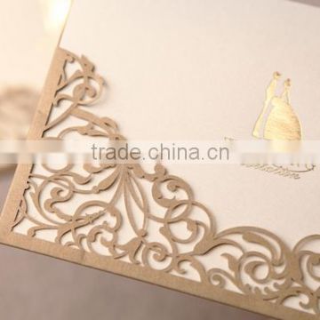 good selling golden plating craved Wedding Invitation Card and envelope