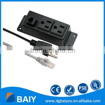 Chinese factory American 2 outlets USB wall socket outlets for tabletop with RJ45 Port