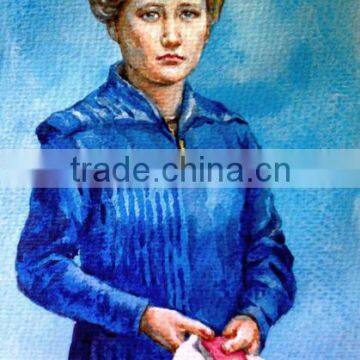 Elegant woman painting handmade paper for watercolor painting