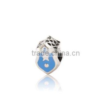 Jimond Medal of Love Charm with blue Enamel Fit for Charm Bracelet