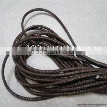 Real Nappa Leather Cords -Real Nappa Leather Round Strobel 4 mm Snake Style Brown