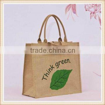 Double Tote Jute Bag With Pocket Front