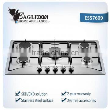 Brand Design 34" Titanium Stainless Steel Built-in 5 Burner Stoves Oven LPG/NG Gas Hob Cooktop