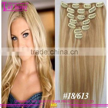 2015 New Fashion one piece clip in human hair extension 100% Virgin Remy Ombre Hair Extension Clip In