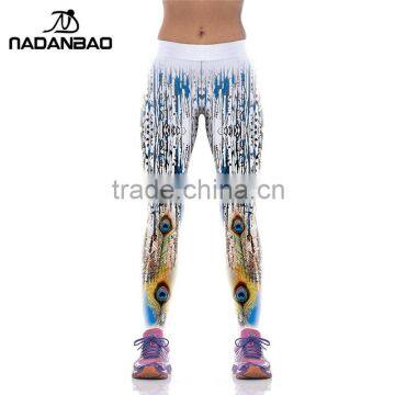 High Elastic Fitness Sport Legins Peacock Feathers Printed Leggins Women Leggings