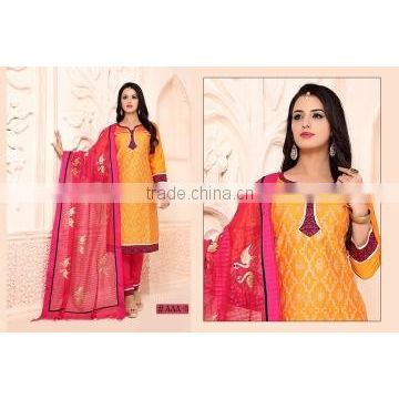 Glided Gold Cotton Churidar Suit/designer churidars suits