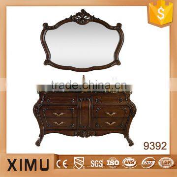 antique hand carved solid wood bathroom furniture with double basin