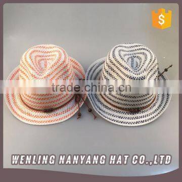 Promotional Multi-color Stripe Design Summer Beach Visor Paper Straw Fedora Hat Sombrero Hat