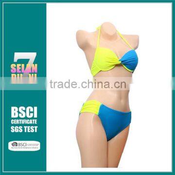 New Wholesale 2015 yello blue mix color bikini sets Lady hot sexy print swimwear colorful bikini