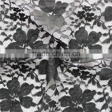 Net Black Nylon Cotton Mixed Fabric Floral Lace for Apparel/girls Dress/anarkaw Salwar Kameez photo-2