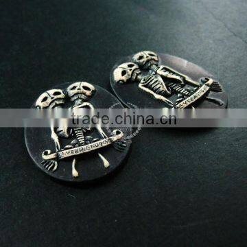 30x40mm Oval Black Twins Skull Skeleton Steam Punk Resin Cameo DIY Halloween Cabochon Vintage Pendant Charm Jewelry Supplies 412 photo-2