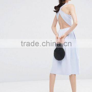 Sexy cross back designer wedding dress 2016, skate dress elegant