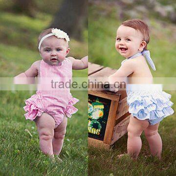 2016 Wholesale Baby Toddler Clothes Cotton Bubble Romper Summer Sunsuit Ruffled Print Flowers Romper Ruffle Romper Newborn Baby photo-2