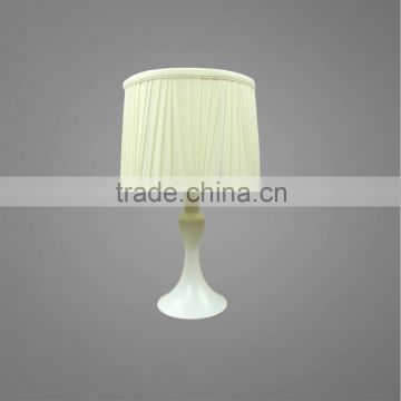 Metal Base And Body In White Powder Coating With Fabric Lampshade Bedside Table Lamp Mini Study Table Lamp