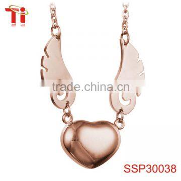 Rose gold plating choker necklace angel wings heart broken 316l stainless steel jewelry new gold chain design for women