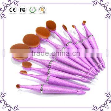 Pro Toothbrush Shape Oval Makeup Brush Foundation Powder Eyebrow Make up Brushes Beauty Tools ROSE Gold White 10PCS/set