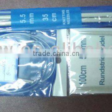 Aluminium sweater knitting needle with PVC bag