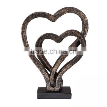 resin Hearts 11 3/4 inch High Bronze Sculpture