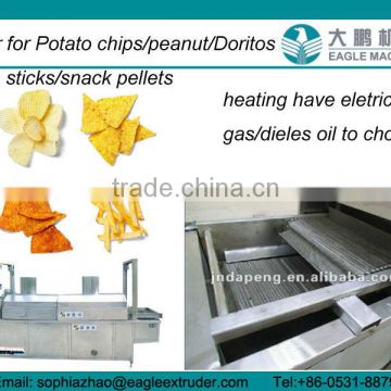 CE BV ISO certificate and best price potato chips / bugle chips electricity heating energy continuous fryer