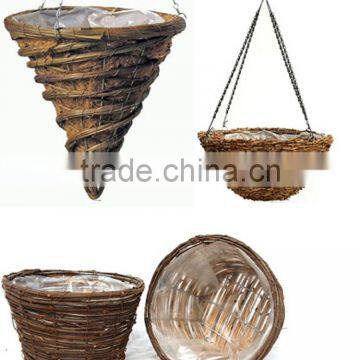 Natural Wicker Decoration Hanging Basket Garden Hanging Planters photo-3
