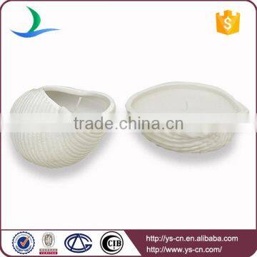 Yongsheng Embossed White Shell Shape Ceramic Candle Holder For Decoration